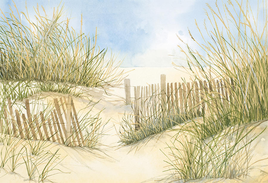 Cape Cod Dunes and Fence Painting by Virginia McLaren
