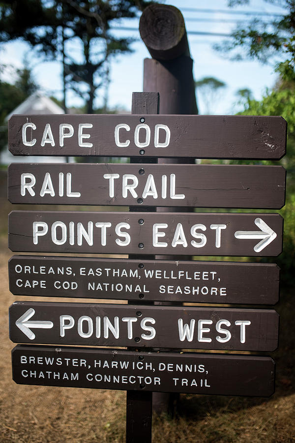 Sign Photograph - Cape Cod Rail Trail Sign Eastham by Toby McGuire