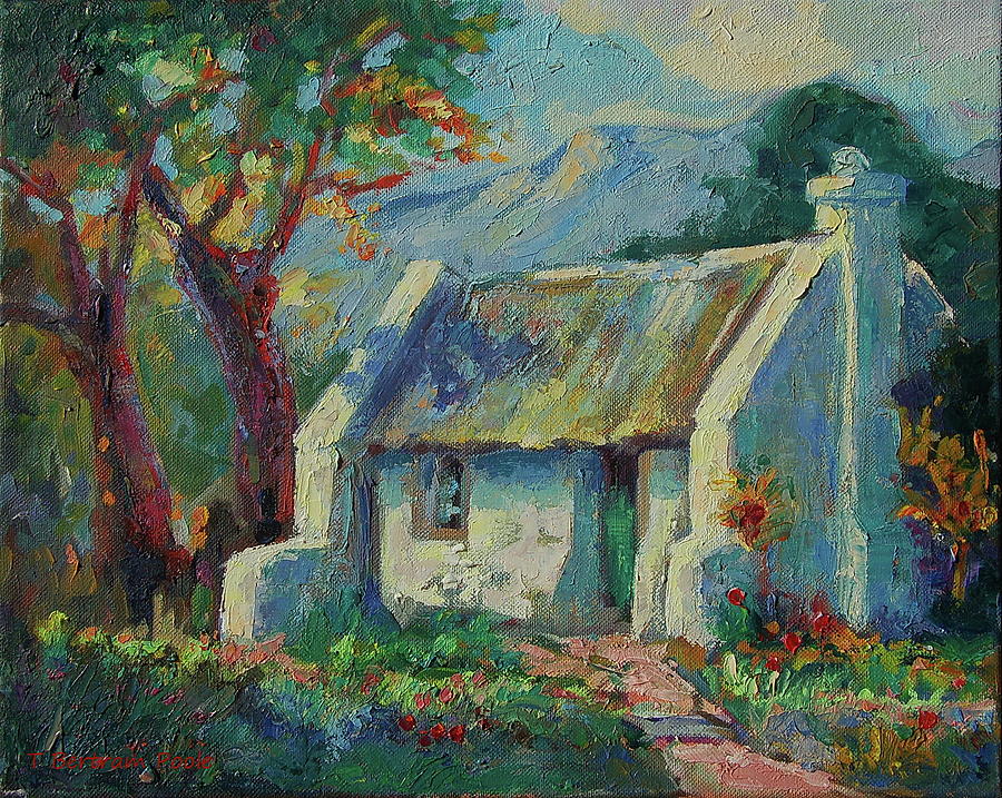Cape Cottage with Mountains Art Bertram Poole Painting by Thomas Bertram POOLE
