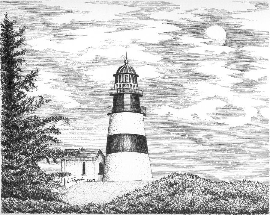 Cape Disappointment Lighthouse Drawing by Lawrence Tripoli