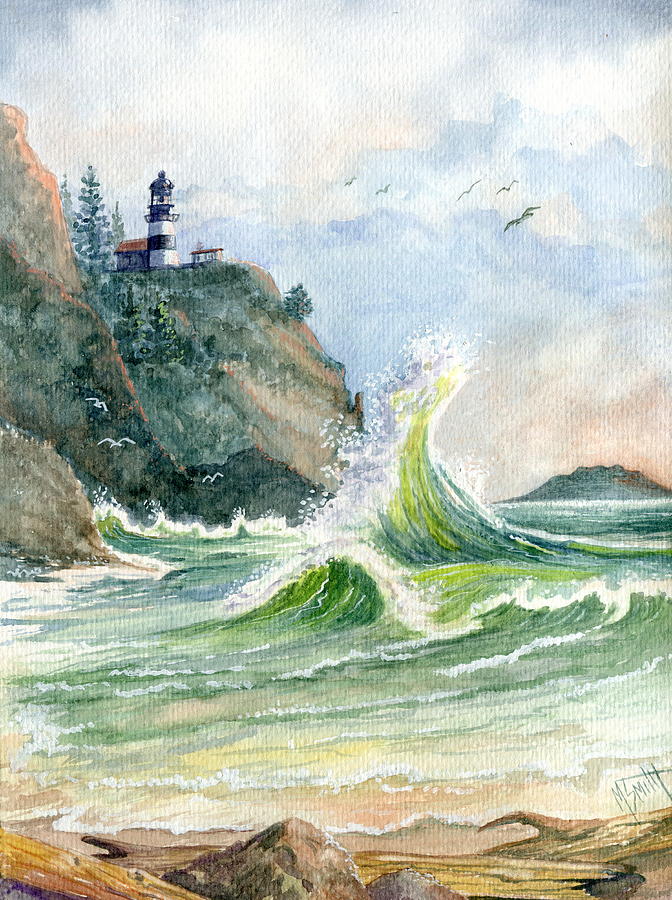 Nature Painting - Cape Disappointment Lighthouse by Marilyn Smith