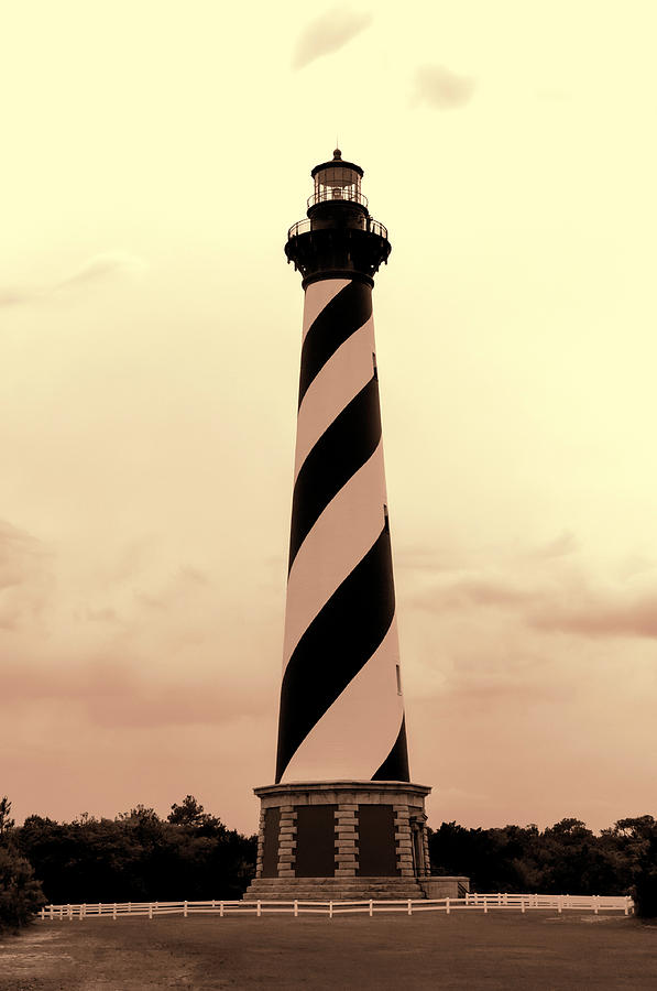 Lighthouse Photograph - Cape Hatteras Light - Sepia by Phyllis Taylor