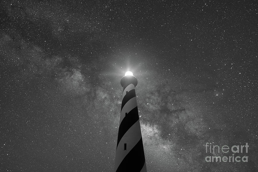 Cape Hatteras Light under the night sky  Photograph by Michael Ver Sprill