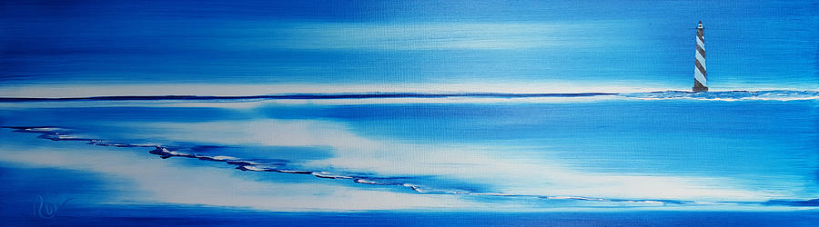 Cape Hatteras Lighthouse of North Carolina. A study in Blue  Painting by Russell Collins