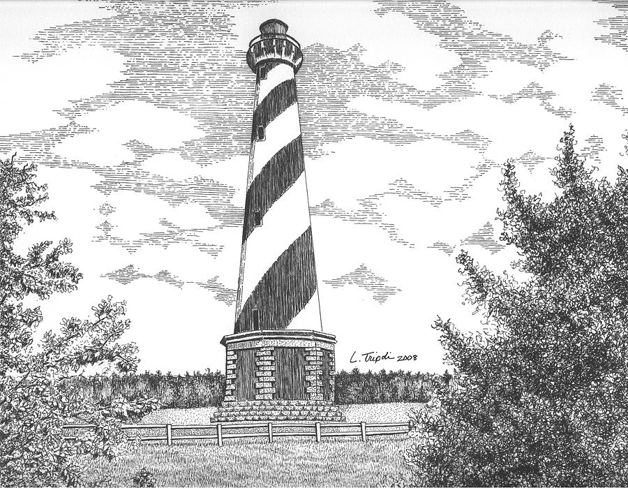 Lighthouse Drawing - Cape Hatteras Lighthouse by Lawrence Tripoli