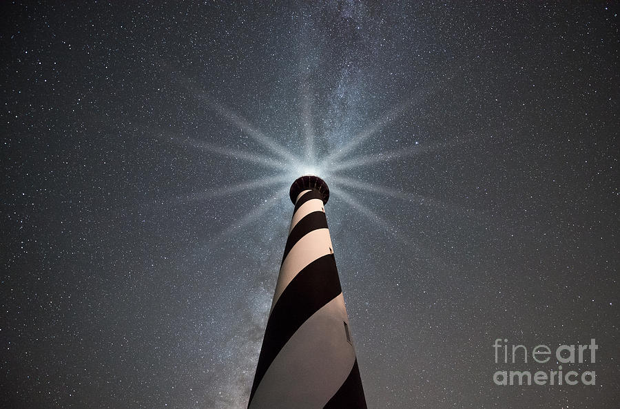 Landscape Photograph - Cape Hatteras Lighthouse Under The Stars by Michael Ver Sprill