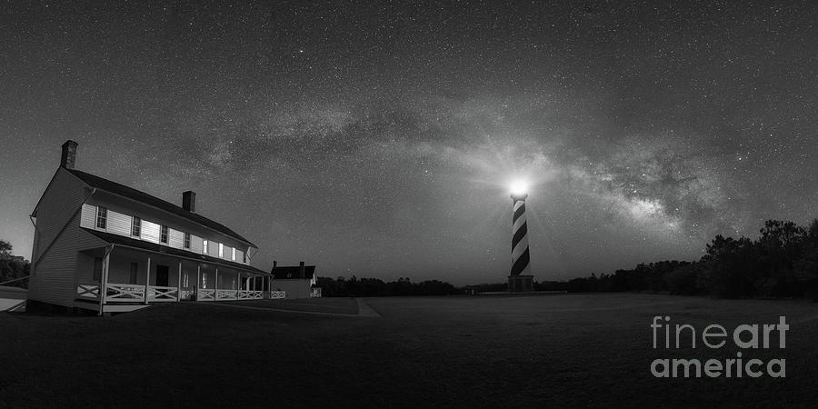 Cape Hatteras Milky Way Pano BW Photograph by Michael Ver Sprill