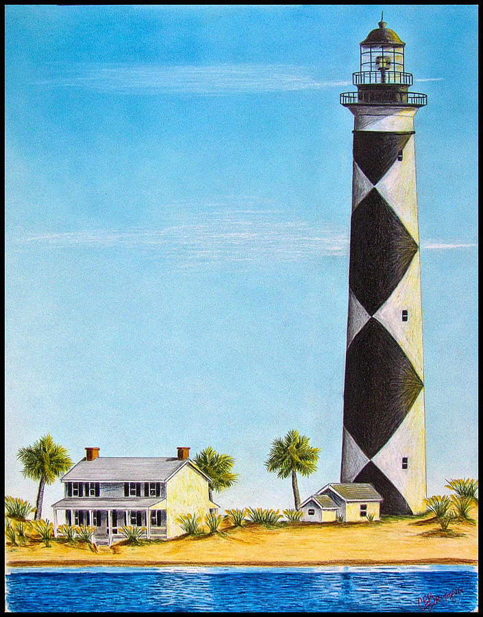 Beach Drawing - Cape Lookout Lighthouse by Chad Brittain