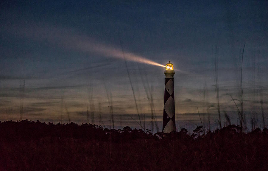 Cape Lookout Lighthouse at night. Photograph by WAZgriffin Digital