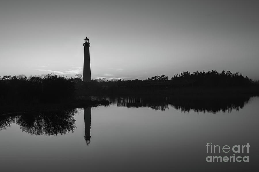 Cape May Lighthouse at Blue Hour BW  Photograph by Michael Ver Sprill
