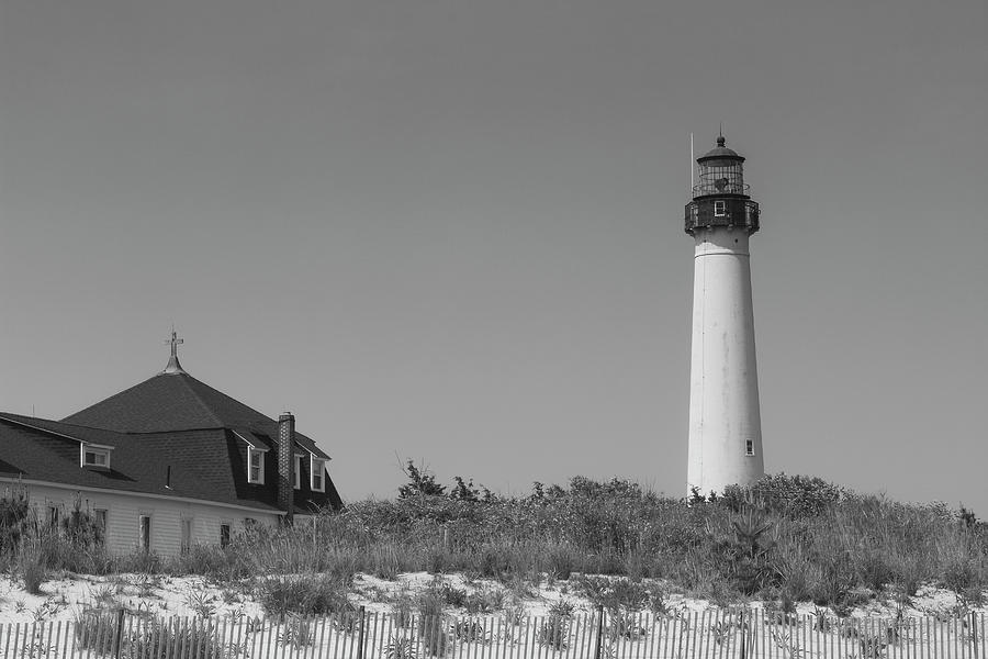 Cape May Lighthouse in Black and White Photograph by Teresa Wilson
