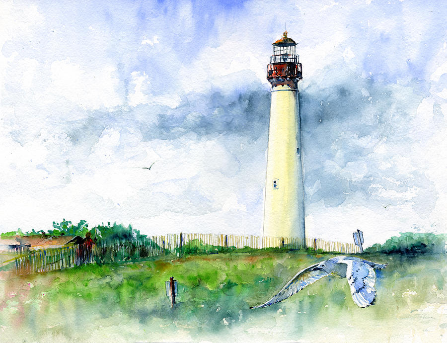 Cape May Lighthouse Painting by John D Benson