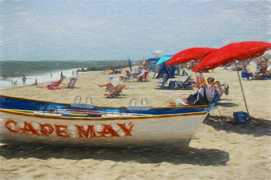Cape May Rescue Boat 4 - Digital Painting Photograph by Allen Beatty