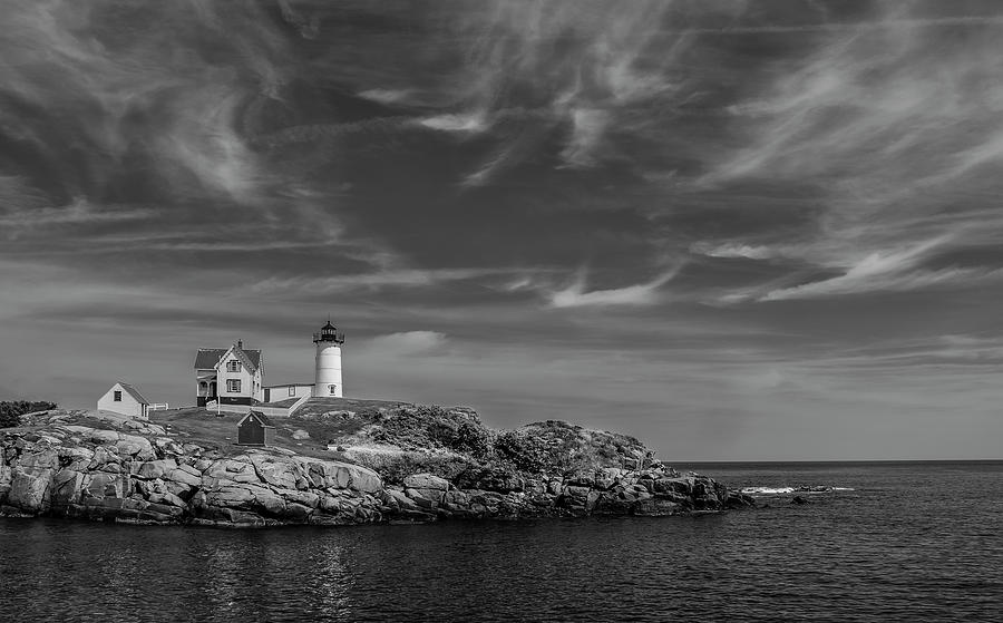 Cape Neddick Lighthouse BW Photograph by Rick Mosher