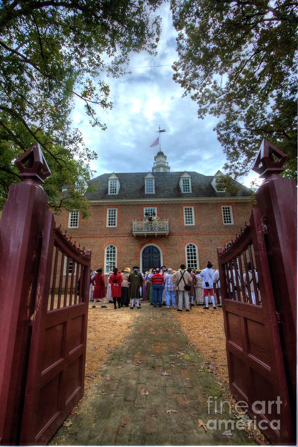 Capital Building and Citizens at Colonial Williamsburg Virginia Photograph by Karen Jorstad