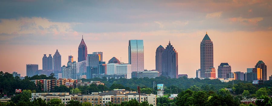 Atlanta GA Capital of the South Sunset Panorama Architectural Cityscape Art Photograph by Reid Callaway