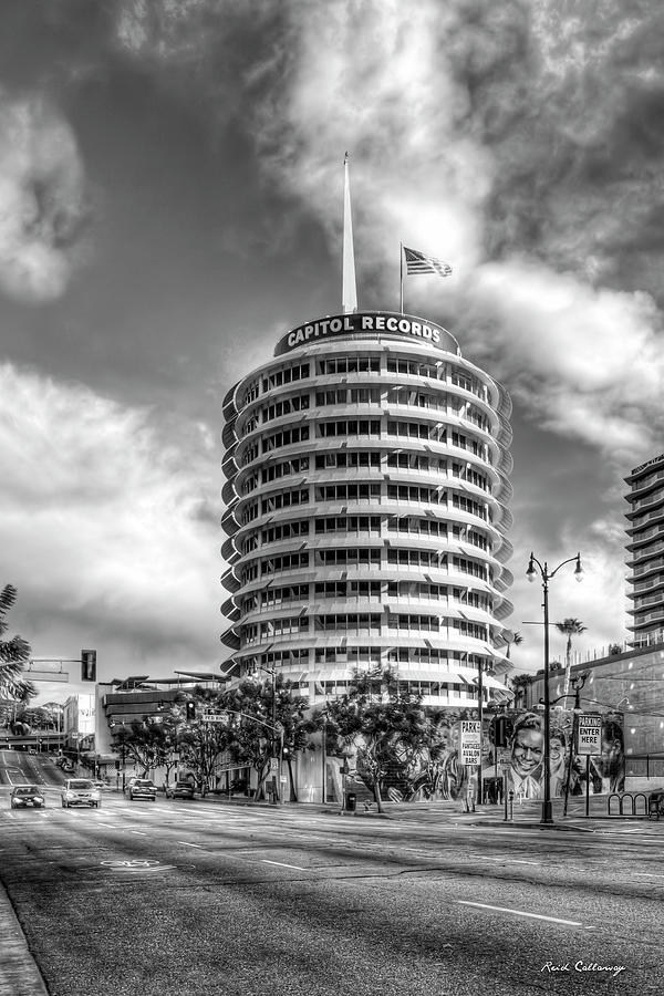 Capital Records Tower B W Hollywood Landmark Building Los Angeles California Art Photograph by Reid Callaway