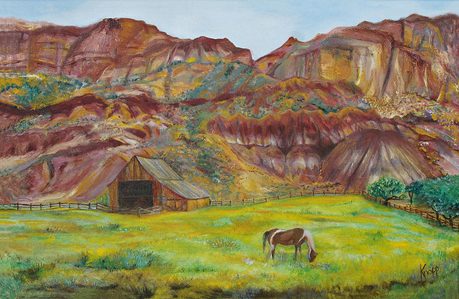 Capital Reef Pasture Painting by Kathy Knopp