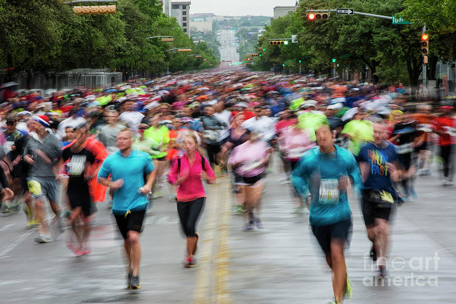 Train Photograph - Capitol 10K race runners compete in downtown Austin, Texas by Dan Herron