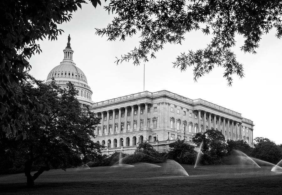 Capitol Lawn In Black and White Photograph by Greg and Chrystal Mimbs