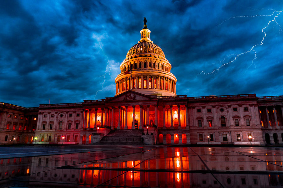 Capitol Building Photograph - Capitol Lightning by Brian James