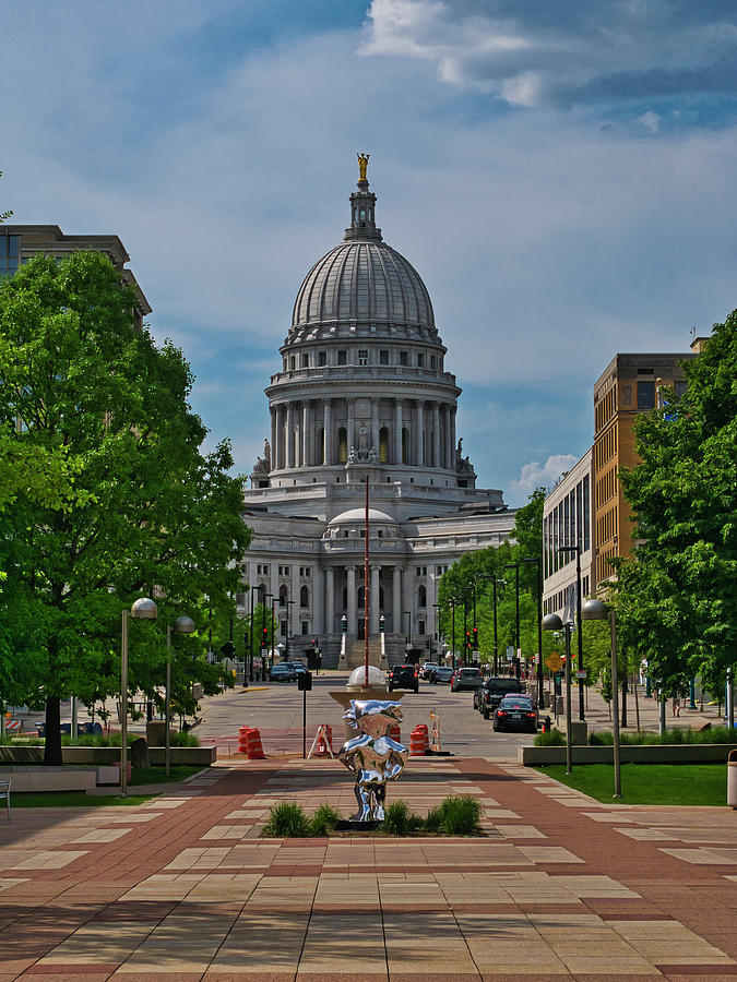 Capitol - Madison with Bucky Photograph by Steven Ralser