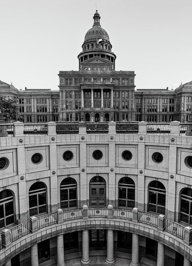 Architecture Photograph - Capitol of the Lone Star State - Black and White - Austin Texas by Gregory Ballos