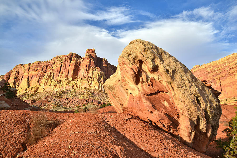 Capitol Reef Boulder Photograph by Ray Mathis