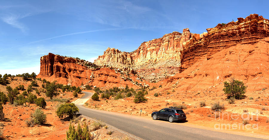 Capitol Reef National Park Photograph - Capitol Reef Subaru Outback by Adam Jewell