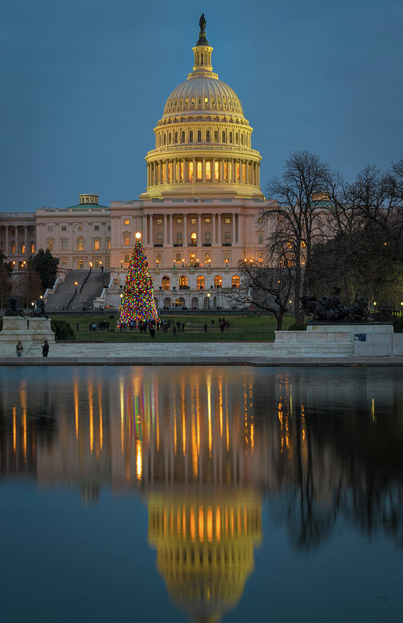 Capitol Reflection at Christmas Photograph by Cindy Lark Hartman
