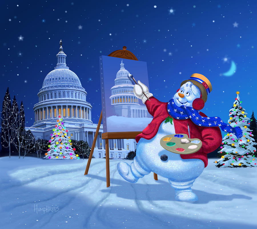 Capitol Christmas Painting by Michael Humphries