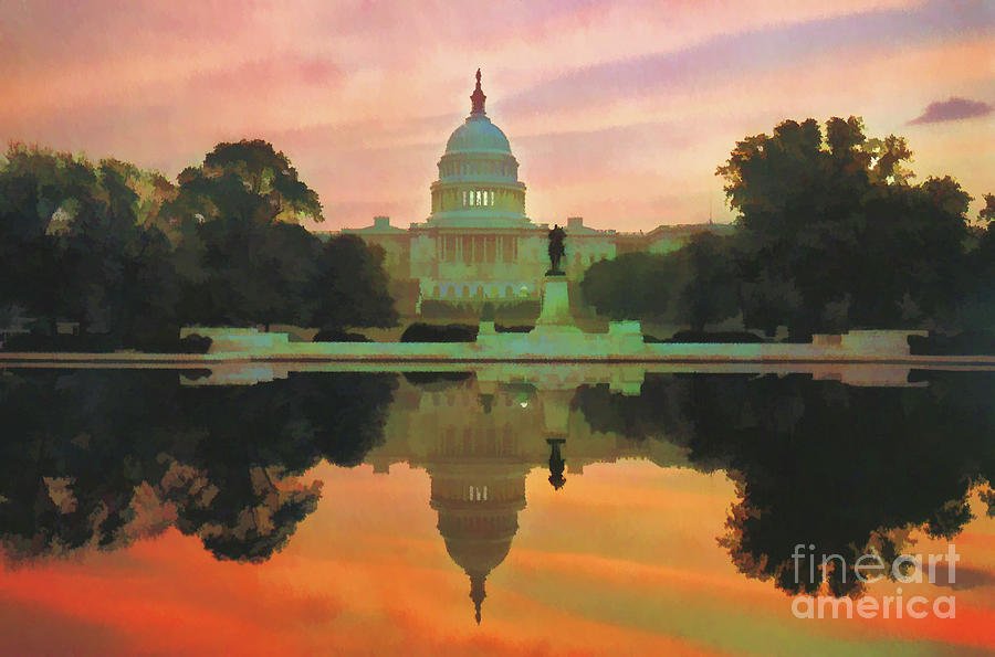 Capitol Sunset Digital Art by D Hackett