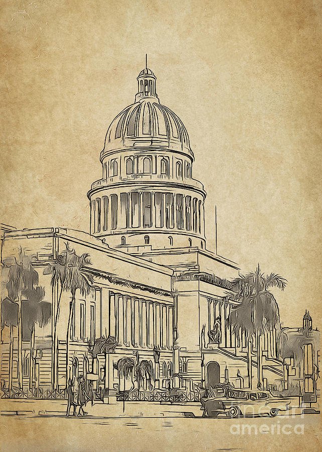 Architecture Drawing - Capitolio Havana by Sergey Korotkov