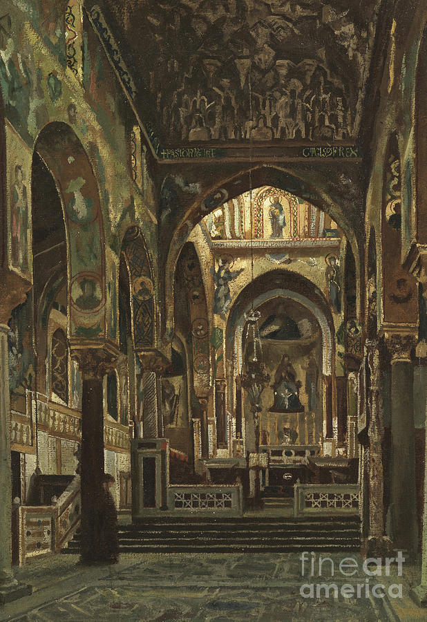 Byzantine Painting - Cappella Palatina, Palermo by Frederic Leighton  by Frederic Leighton