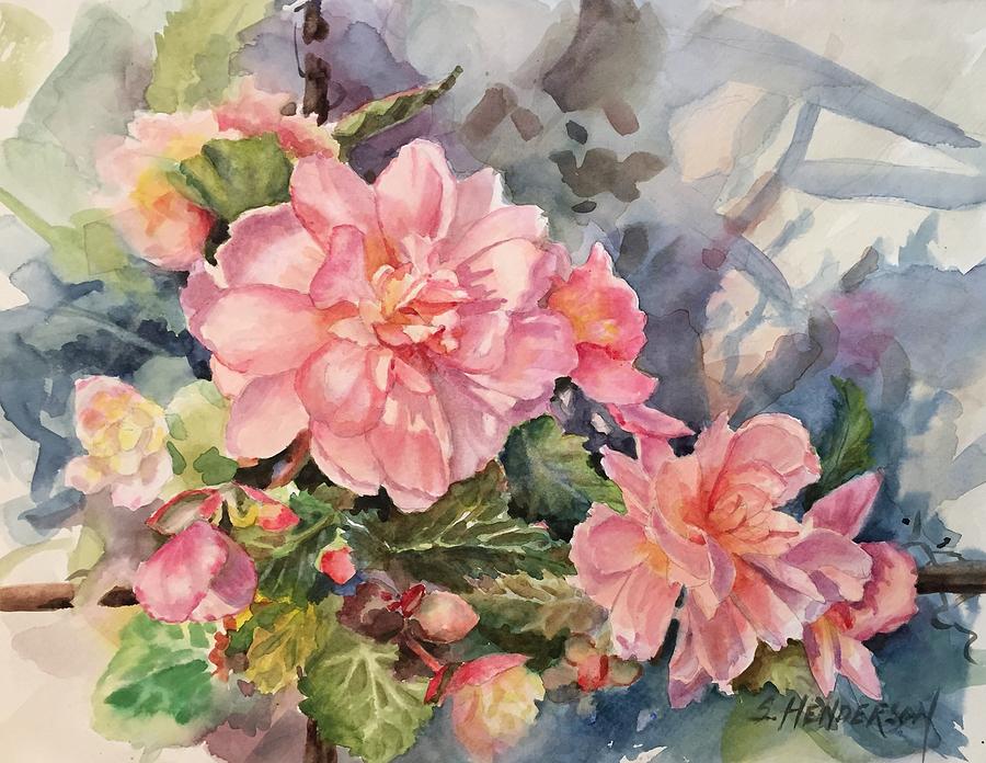 Flower Painting - Cappuccino Begonias by Shelley Henderson