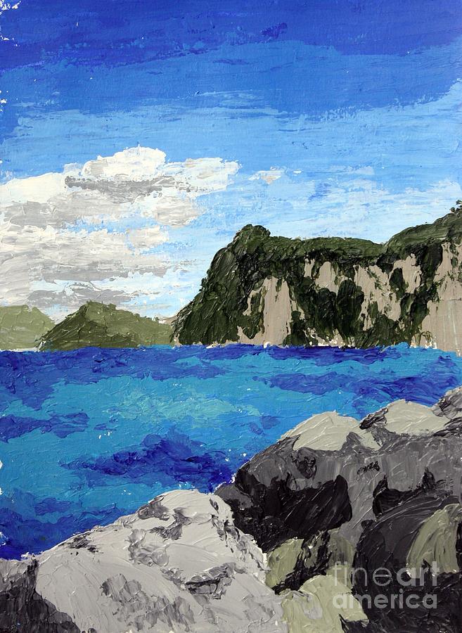 Landscape Painting - Capri Cliffs by Kailyn DElena