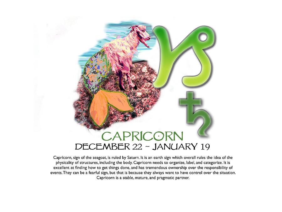 Capricorn Sun Sign Digital Art by Shelley Overton