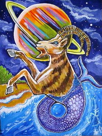 Capricorn with Saturn Painting by Jessica Ahlberg - Fine Art America