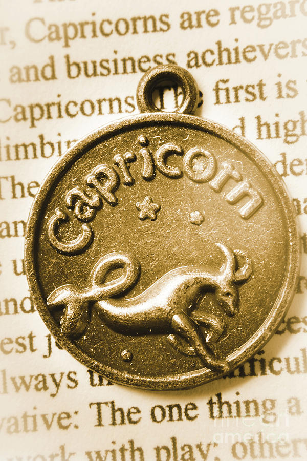 Sign Photograph - Capricorn zodiac lucky charm by Jorgo Photography