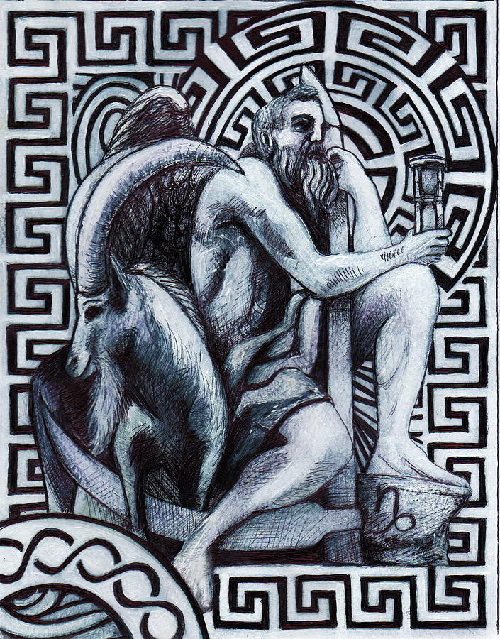 Greek Painting - Capricorn / Zodiac / Saturn by Stephen Humphries