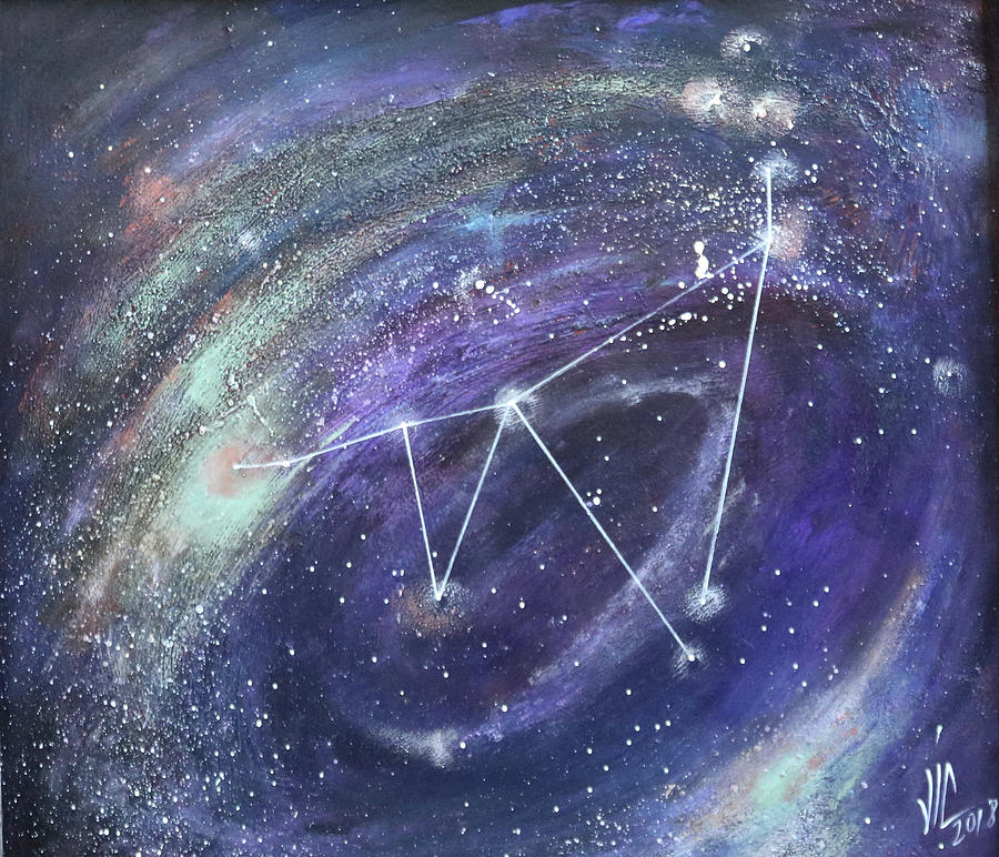 Capricorn.Zodiac.Constellation of Capricornus Mixed Media by Vali Irina Ciobanu