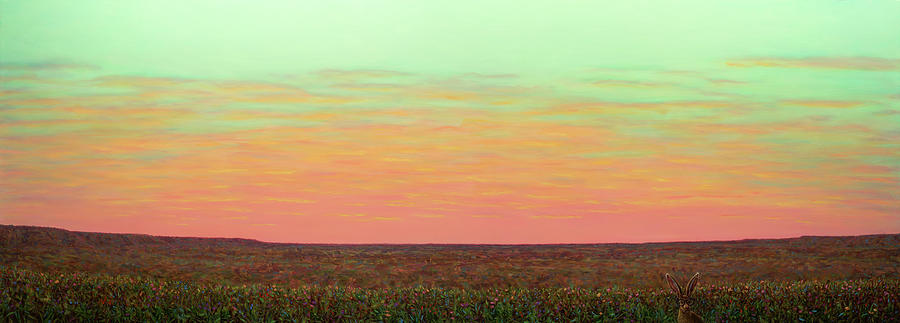 Caprock Sunrise with Bunny Holly Painting by James W Johnson
