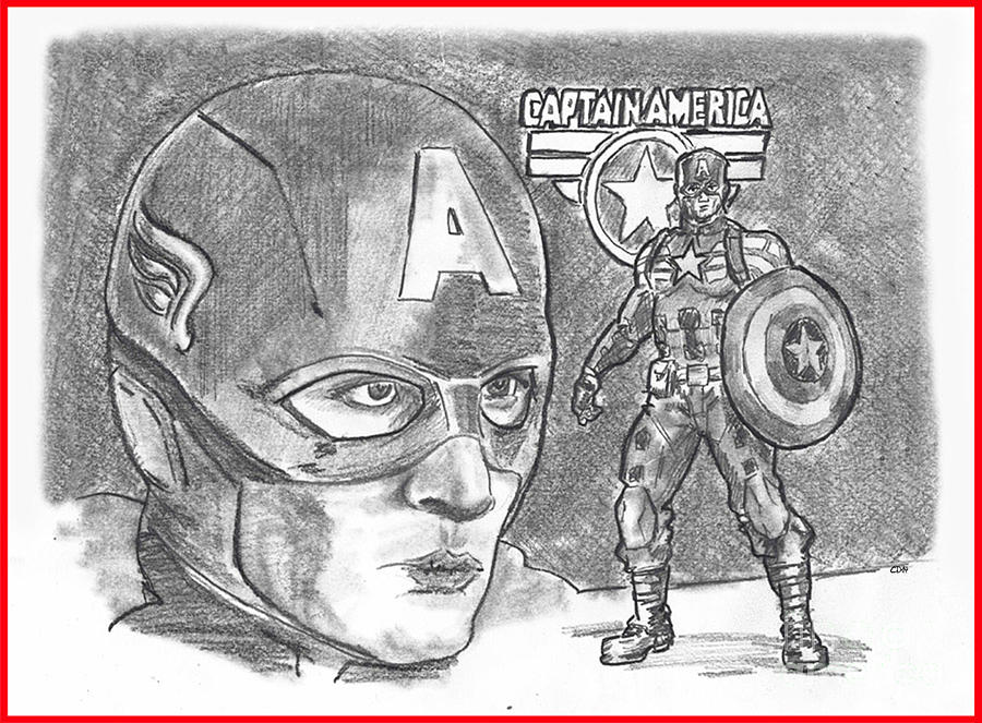 Captain America Drawing by Chris DelVecchio