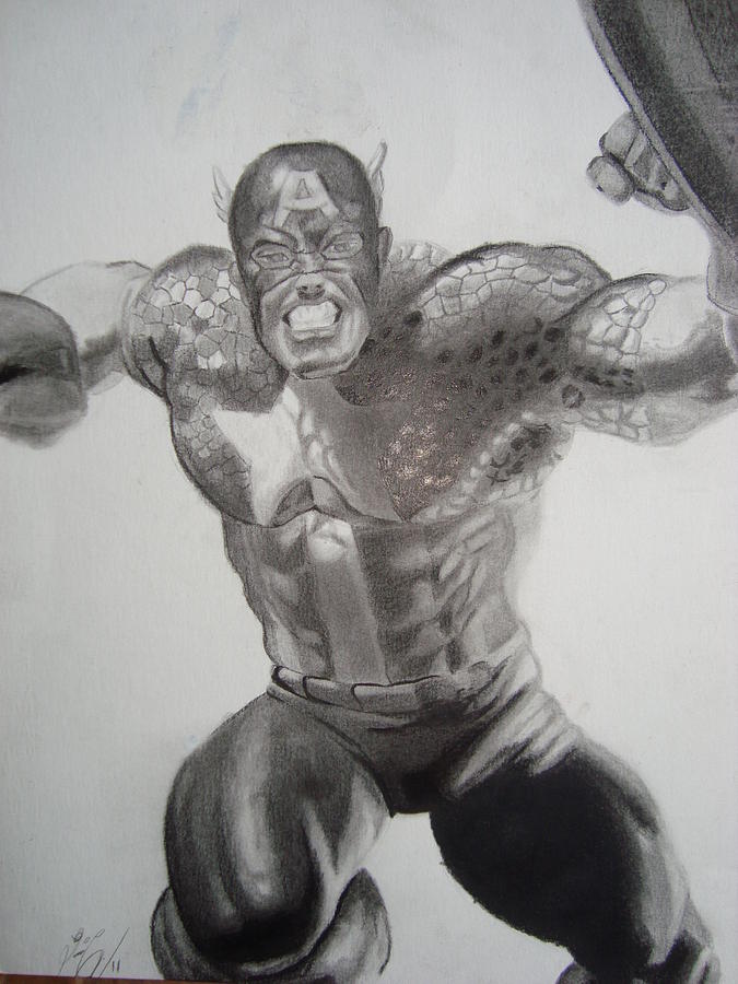 Captain America Drawing - Captain America by Luis Carlos A