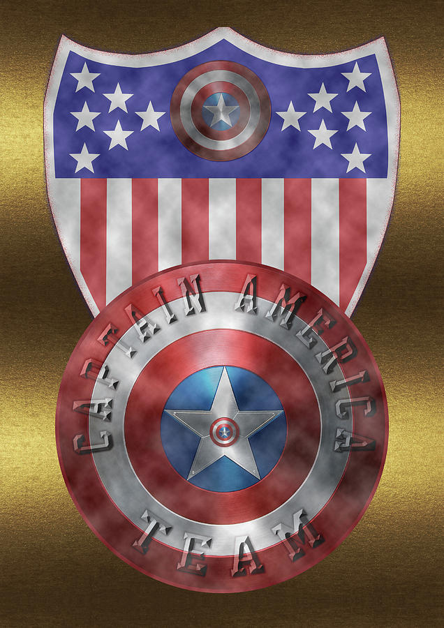 Captain America Shields on Gold  Painting by Georgeta Blanaru