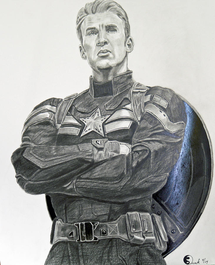 Captain America The Winter Soldier Drawing by Robert Link