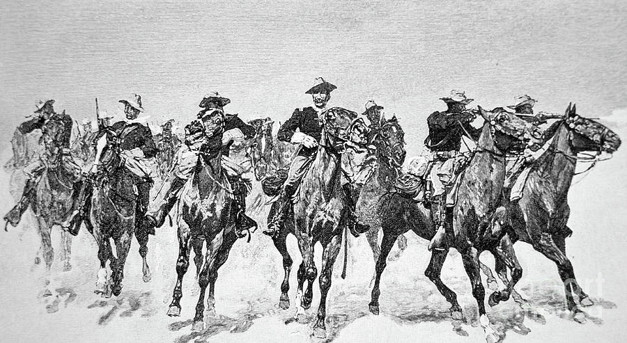Captain Dodges Troopers to the Rescue Drawing by Frederic Remington
