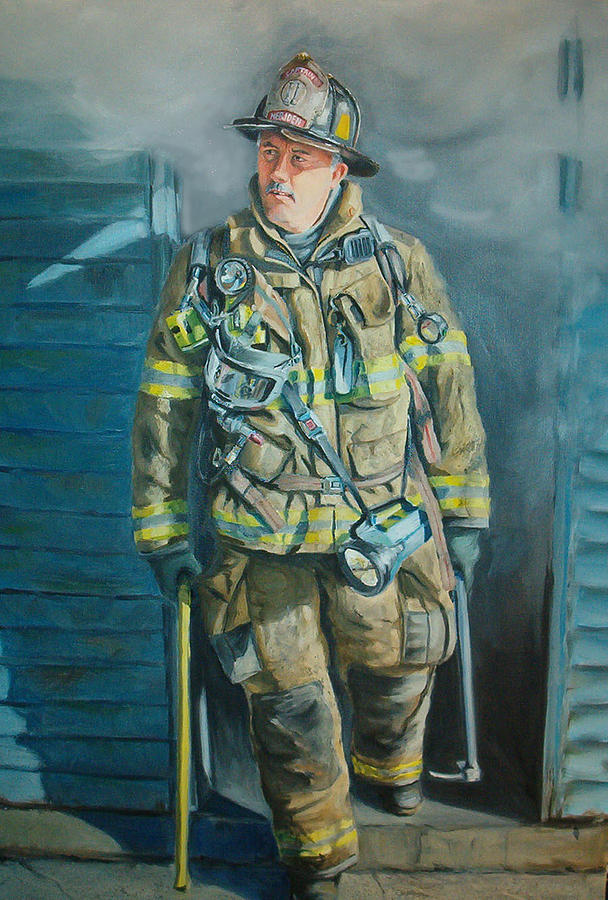 Firefighter Painting - Captain Harris by Paul Walsh