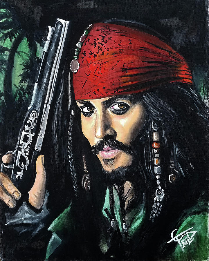 Captain Jack Sparrow Painting by Tom Carlton