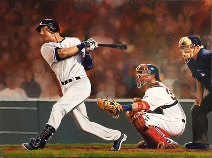 Captain - Jeter Painting by Rick Fitzsimons